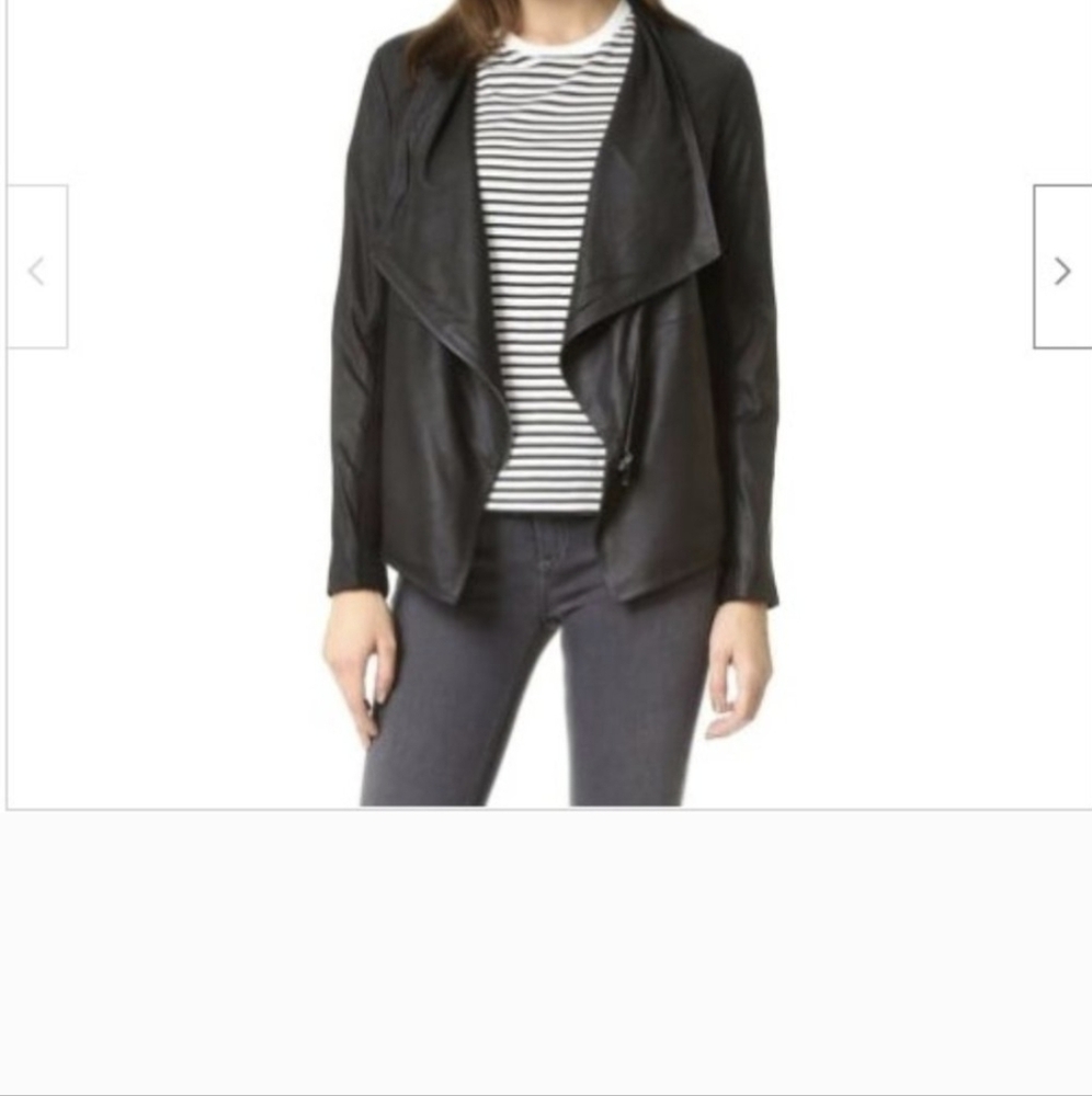 BB Dakota Kenrick Soft Drape Front 100% Soft Leather Made In India Zip Jacket S